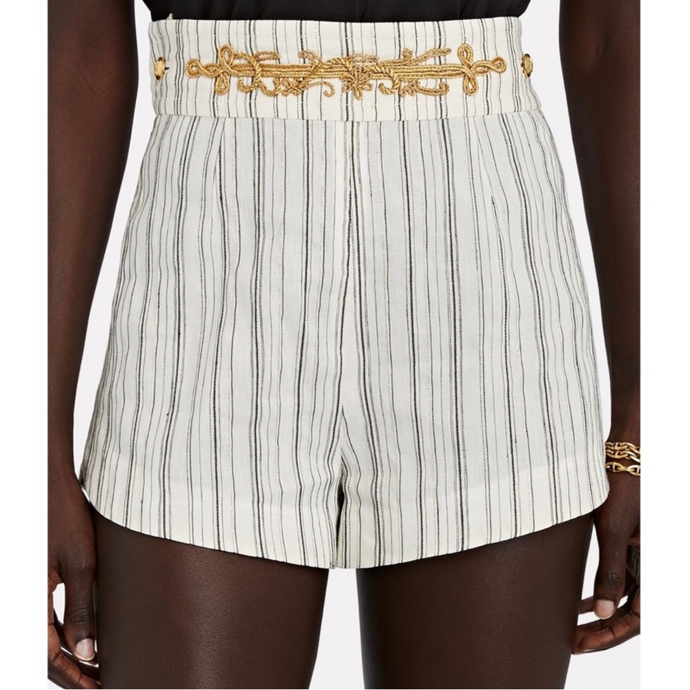 DUNDAS WHITE STRIPED LINEN BLEND SHORTS